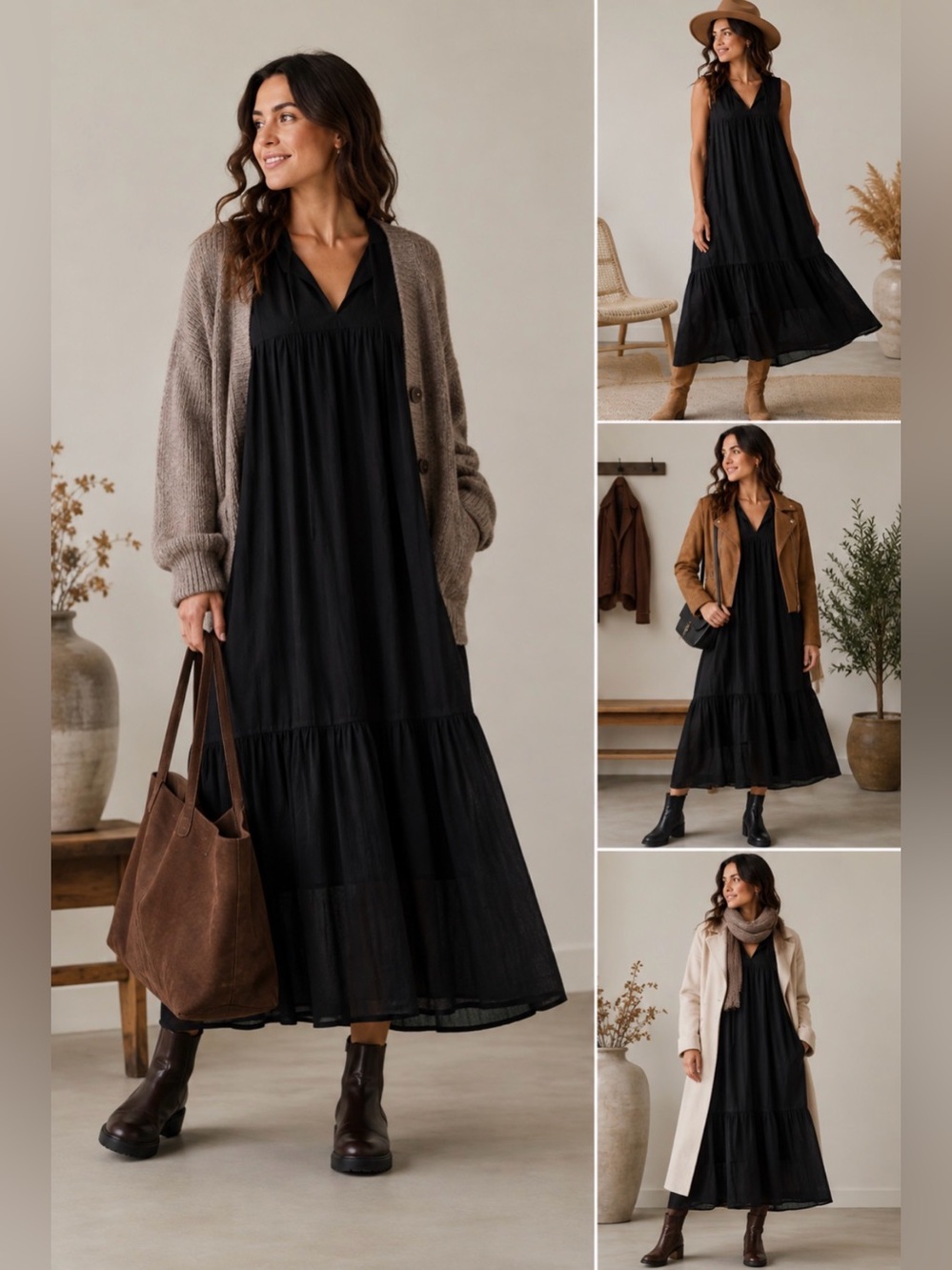 Uniqlo Sleeveless Black Maxi Dress Lined Pockets Medium